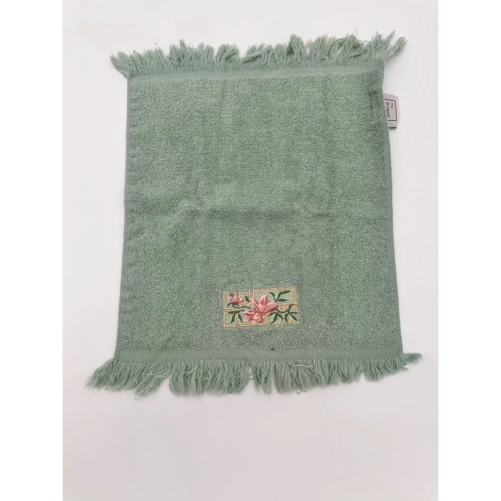 Avanti Towel Set Bathroom Floral Embroidered Sage Green 5‎ Piece vintage